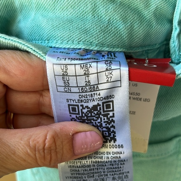 Guess Jeans New w Tag Sz 25 Cosmo High Rise Wide Leg in Ocean Breeze - Picture 8 of 10